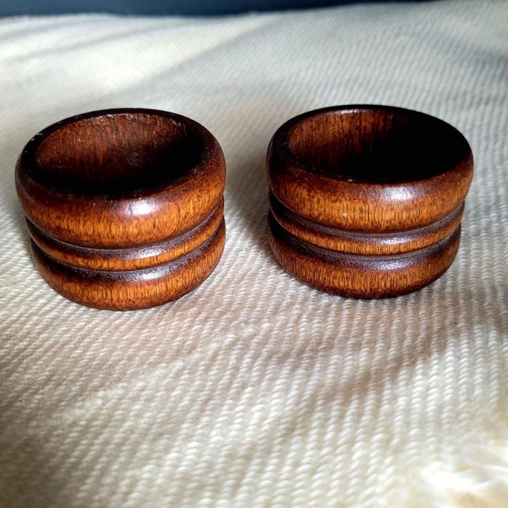 pair of wooden napkin rings|